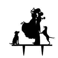 Wedding Cake Toppers Dogs Acrylic Cake Topper of Engagement and Wedding with Bride and Groom