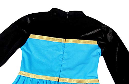 Cotrio Elsa Coronation Dress with Cape Tiara Gloves Girls Birthday Party Princess Dresses Toddler Kids Halloween Costumes Accessories Outfits Size 10 (9-10 Years, Blue, 140)