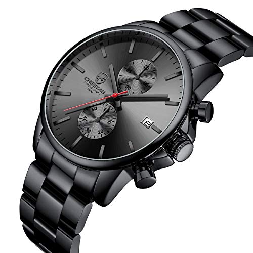 GOLDEN HOUR Fashion Business Mens Watches with Stainless Steel Waterproof Chronograph Quartz Watch for Men, Auto Date