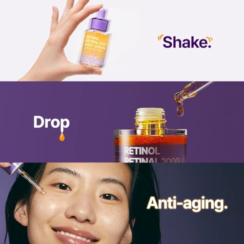 PURITO Retinol 0.1% + Retinal 0.1% Anti-Aging Facial Serum | for Wrinkles, Fine Lines & Firmer Skin | Dual Retinoids with NAD+, Improve Elasticity & Skin Texture | Korean Skincare, 30mL 1.01 fl.oz