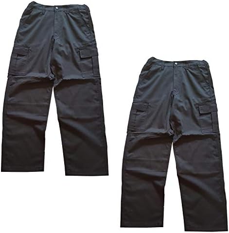 RK Deluxe Cargo Work Trousers Twin Pack Black/Navy Charcoal Grey (Various Sizes) Men's Combat Worker Trade with Button and Zip Fly Multi Pocket Workwear Pants