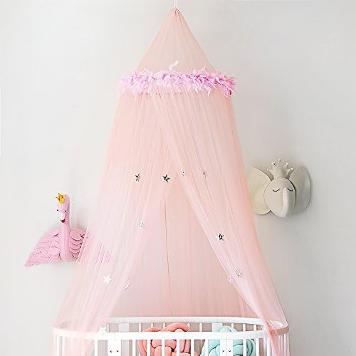 Aboqueen Yarn Mosquito Net Bed Canopy Dome Prince & Princess Play Tent & Game House for Boys, Girls -Daughters and Granddaughters Pink