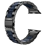 Wearlizer Black Blue Compatible Apple Watch Band 38mm 40mm Womens Mens iWatch Stainless Steel Strap Fashion Blue Resin Replacement Wristband Cool Bracelet Metal Clasp Series 4 3 2 1 Sport Edition