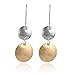 Stera Jewelry 925 Sterling Silver & 14k Gold Filled Graduated Textured Discs Dangle Earrings