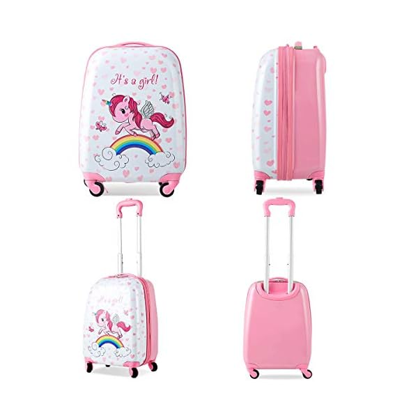 COSTWAY Equipaje Trolley Cabina para Niña Juego y Maleta con 4 Rueda  Giratorias de 360° y Mochila (Patrón de Unicornio) - Ecoviajes.co