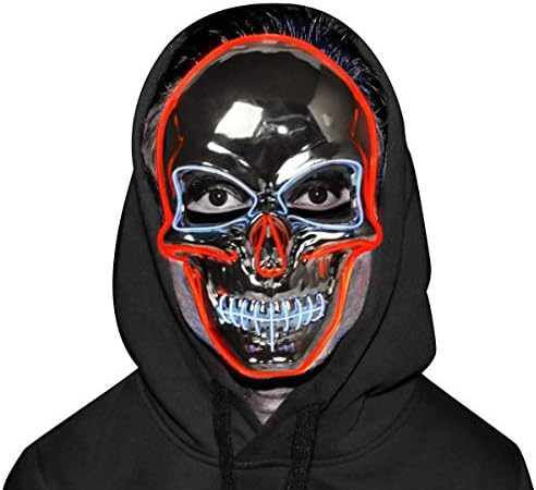 LED Mask - Halloween Purge Masks Safe EL Wire/3 Modes - Glowing Creepy Mask
