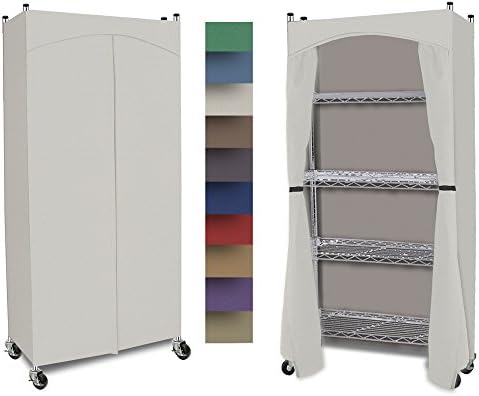 Wardrobe 5-Shelf Closet w/ Premium Cotton Canvas/Duck Cover (72-75Hx36Wx18D) Cream