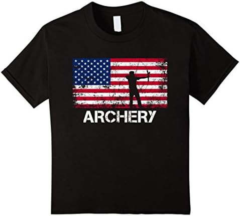 Kids American Flag Archery Shirt - Archery Team Gift 12 Black