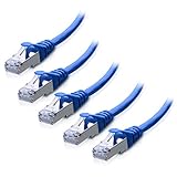 Cable Matters 5-Pack Snagless Cat 6a, Cat6a (SSTP, SFTP) Shielded Ethernet Cable in Blue 1 Foot