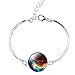 Women's Fantastic Twinkle Rainbow Galaxy Planet Earth Curve Moon Gem Necklace Bangle Earrings Set