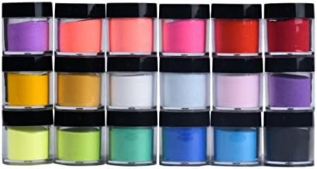 Acrylic Powder, Huikai 18 Colors Acrylic Nail Powder Nail Art Tips UV Gel Powder DIY Decorations Set
