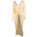 Missord Women Long Sleeve V Neck Irregular Soft Casual Long Tops Blouses Small Light Yellow