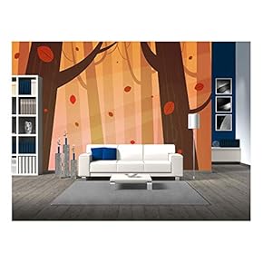 Vector - Autumn Forest - Removable Wall Mural | Self-Adhesive Large Wallpaper - 66x96 inches