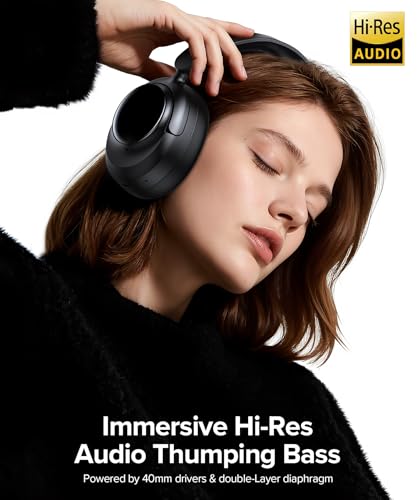 Hybrid Active Noise Cancelling Headphones, Bluetooth 6.0 Wireless Headphones Over Ear Headset with 120H Playtime, Hi-Res Audio, 5-ENC Mic, 35dB ANC Headphone Transparency Mode for Travel Office Gaming