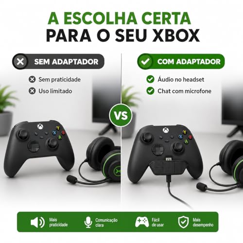 Adaptador Headset Compatível para Xbox One Series S X P2 P3 Áudio Estéreo Para Fone E Microfone No Controle Com Botões De Volume Para Jogos Online