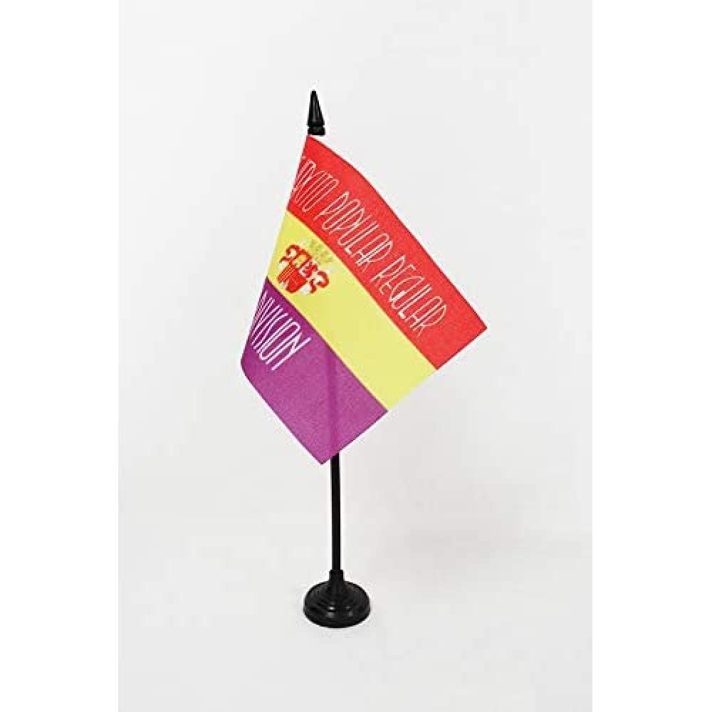 AZ FLAG - Spanish Republican Army 44 Division Table Flag 4'' x 6'' - People's Republican Army Office Mini Banner 100% Polyester 15 x 10 cm - Mini Desk Flag with 10'' Pole and Black Plastic Base