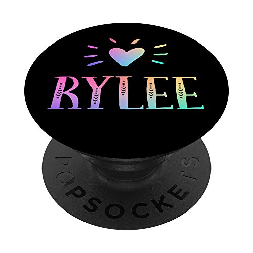 Rylee Gift Heart Rainbow Fun Watercolor Love Name Rylee PopSockets PopGrip: Swa…