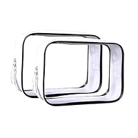 2pcs Clear PVC Zippered Toiletry Carry Pouch Portable Cosmetic Makeup Bag with Zipper,Travel Cosmetic Makeup Bags,for Vacation, Bathroom and Organizing (White)