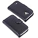 Wisdompro S4 Mini Case, Premium PU Leather 2-in-1 Protective Folio Flip Wallet Case with Credit Card Holder Slots for Samsung Galaxy S4 Mini(NOT S4 FIT) -Black Without Lanyard