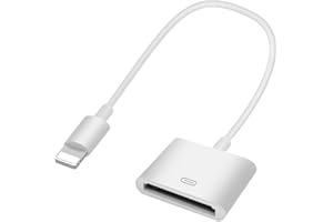 rosyclo Lightning to 30-Pin Adapter, MFi Certified 8-Pin Male to 30-Pin Female Converter Charging Data Sync Cable Connector Compatible iPhone 13/12/11/X/8/7/6/5/iPad/iPod White (No Audio)