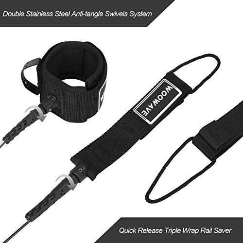 image for WOOWAVE SUP Leash Premium Stand Up Paddle Board Surfboard Leash Coiled