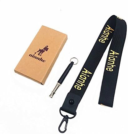 Aianhe Dog Whistle to Stop Barking-Adjustable Pitch Ultrasonic Training Black Dog Whistle Silent Bark Control for Dogs with Free Premium Lanyard Strap