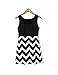 OURS Women's Scoop-Neck Stripes Sleeveless Short Fit-and-Flare Dress, Black, Medium