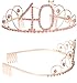 MEANT2TOBE 40th Birthday Sash and Tiara for Women - Fabulous Glitter Sash + Basic Rhinestone Pink Premium Metal Tiara for Her, 40th Birthday Gifts for 40 Party