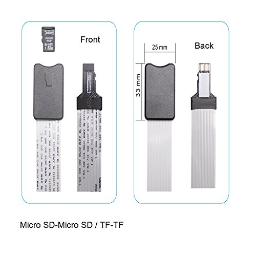 OUSHE 10cm TF/Micro SD to Micro SD Extension Cable Flexible 4 8 16 32GB TF Memory Card Reader Adapter Zip Extender Cord for MacBook/Kindle/Raspberry Pi/Camera/Arduino/3D Printer/Monitoring System/TV
