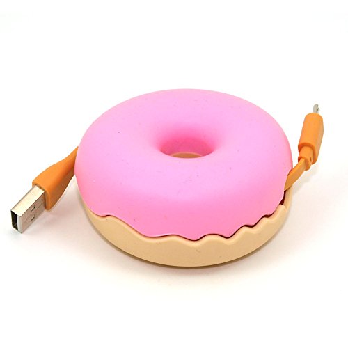 RealFun Donuts shape USB Cable Manager, Silicon Cord Case, Earphone Turtle Reel Winder, Portable Cable Storage, Compatable Wire Organizer (Pink)