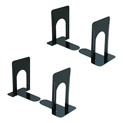 Economy Bookends, Standard, 5 7/8 x 8 1/4 x 9, Heavy Gauge Steel, Black 2 Pair