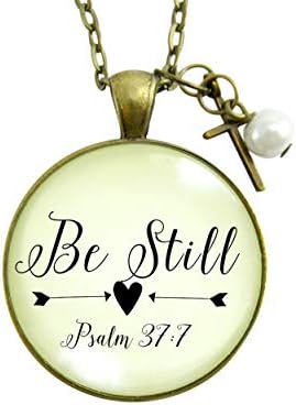Be Still and Know That I am God Necklace Boho Aesthetic Jewelry for Women of Faith, Chain 24" - Handmade Bible Verse Devoted to Surrendering Pendant, Cross Charm, Sentimental Gift Message Card & Box
