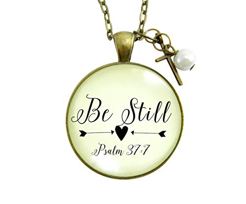 Be Still and Know That I am God Necklace Boho Aesthetic Jewelry for Women of Faith, Chain 24" - Handmade Bible Verse Devoted to Surrendering Pendant, Cross Charm, Sentimental Gift Message Card & Box