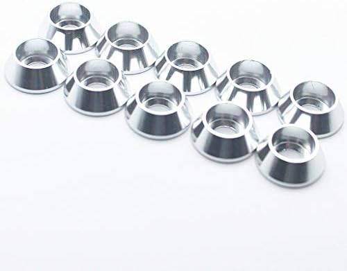 50PCS M3 Cone Washer Aluminum Alloy Cone Cup Head Screw Gasket Conical Fender Washer (Silver)