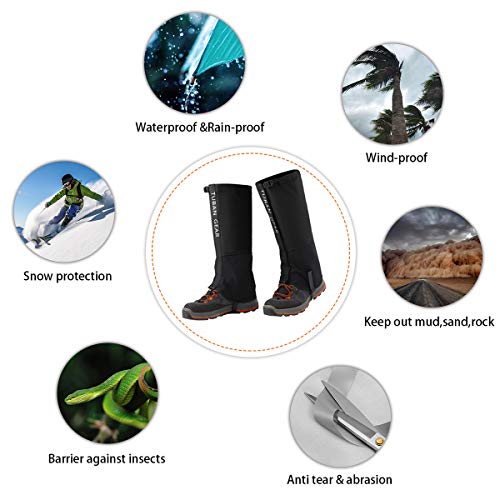 Hiking Leg Gaiters Waterproof Snow - Fleece Lining and Reinforced TPU Strap Breathable 501D Nylon for Outdoor Walking Boot Hunting Climbing Mountain - Thumbnail 3
