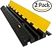 Electriduct Heavy Duty 2 Channel Cable Protector Traffic Wire and Hose Ramp Cord Cover 1.2 Inch Channels 12,000 lbs per Axle CP-RPS-212 - Rubber Black Base/Yellow Lid, 2 Pack
