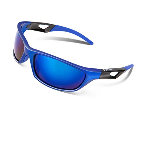 RIVBOS Polarized Sports Sunglasses Driving Sun Glasses for Men Women Tr 90 Unbreakable Frame for Cycling Baseball Running Rb831 (Blue Mirror Lens)