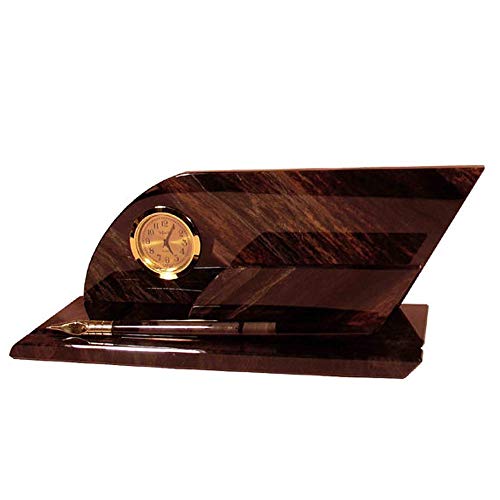Shop Now For The Small Office Desk Business Card Holder With Pen And Clock Made From Obsidian Nice Office Desk Decor And Useful Accessory Made To Order Accuweather Shop