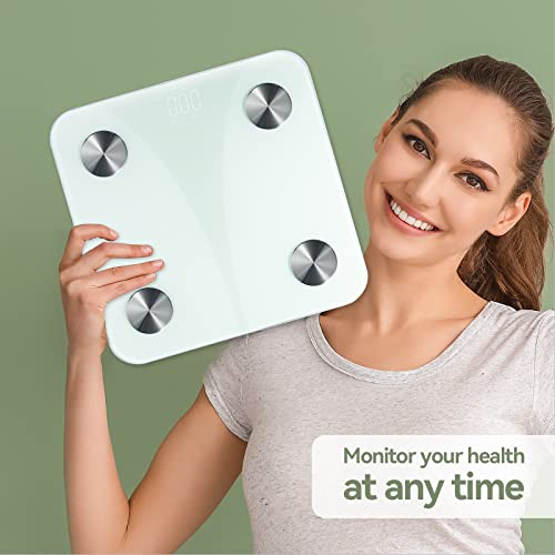 Smart Scale for Body Weight-with APP Digital Bathroom Scale, Precise Measurement Bluetooth Body Fat Scale, Heart Rate Monitor, Body Fat Measurement Device, Rechargeable Smart Scale