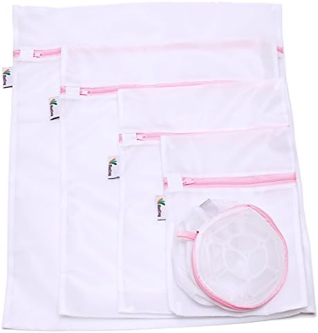 Delicate Mesh Laundry Bags- set of 5 Premium Quality Laundry Wash Bags (1XL, 1L, 1M, 1S, and 1bra bag) for Pretecting Blouse, Underwear, Bra, Lingerie, and baby clothes.Travel Laundry Bag