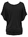 LL WT742 Womens Boat Neck Short Sleeve Dolman Drape Top XXXL Black
