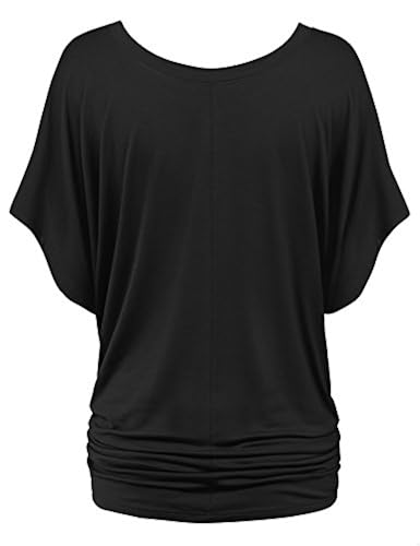 WT742 Women's Boat Neck Dolman Top - Short Sleeve, Drapey Knit (White, Large) - View #13