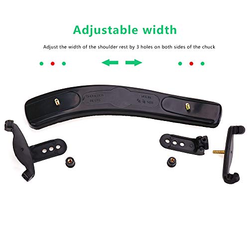 NANYI Violin Shoulder Rest for 3/4-4/4 size, Collapsible and Height Adjustable Feet, Violin universal Type Violin Parts soft easy to use, High strength sponge (Black) - Thumbnail 6