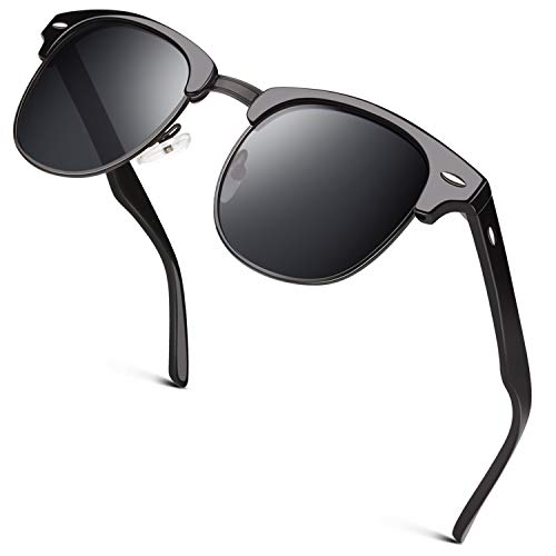 GQUEEN Horn Frame Half Frame Retro Polarised Sunglasses Men Women