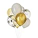 12 In Gold,White and Confetti Balloons For bridal shower Party Decorations Supplies Pack of 50,3 Style