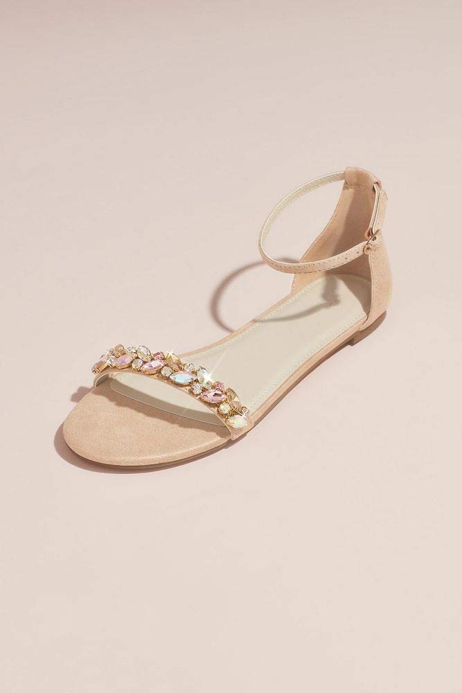 David's Bridal FauxSuede Gem Strap Flat Sandals Style Halston