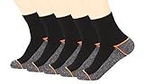 Copper Antibacterial Athletic Ankle Socks for Mens and Womens 5 Pack (Orange, Medium)