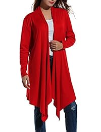 Zeagoo Suéter estilo cárdigan tejido de punto suave, largo, frente abierto, mangas largas, para mujer.