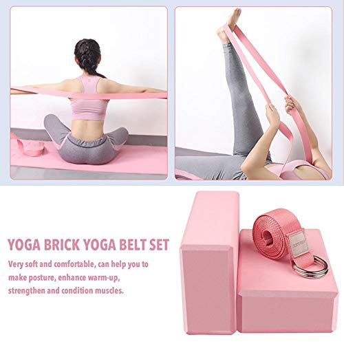 Minear-Yoga-Blocks-Set-2-Yoga-Stones-1-Yoga-Strap-Soft-Non-Slip-Density-EVA-Pilates-Foam-Stone-for-Women-Meditation-Improve-Strength-and-Balance