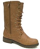 Nature Breeze Lug-11 Leatherette Lace Up Military Boot